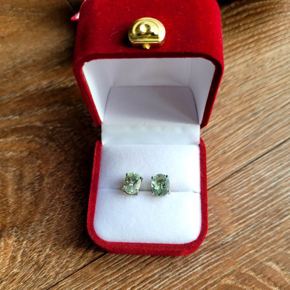 Afghan Natural Aquamarine Earrings set in 14 kt White Gold, 3.60 CT - Picture 4 of 6